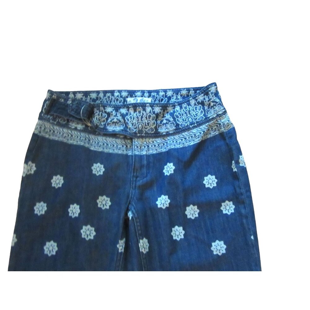 We the Free, Free People Journey Wide Flare Boho Blue Floral Jeans in Size 26 - Picture 3 of 7